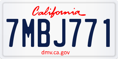 CA license plate 7MBJ771