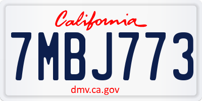 CA license plate 7MBJ773
