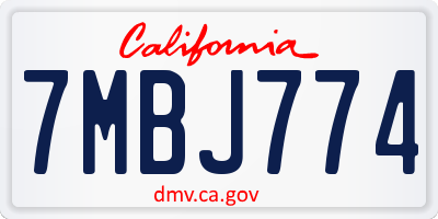 CA license plate 7MBJ774