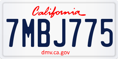CA license plate 7MBJ775