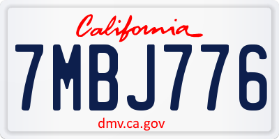 CA license plate 7MBJ776