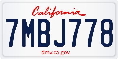 CA license plate 7MBJ778