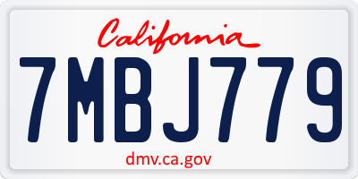 CA license plate 7MBJ779