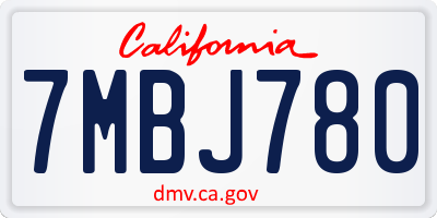 CA license plate 7MBJ780