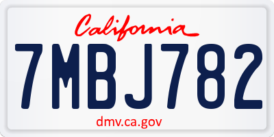 CA license plate 7MBJ782