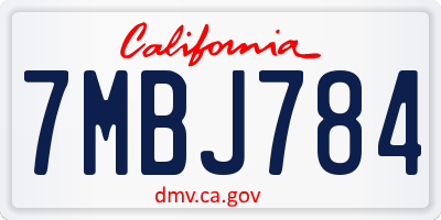 CA license plate 7MBJ784