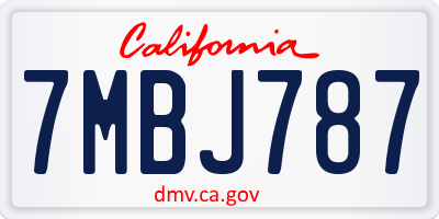 CA license plate 7MBJ787