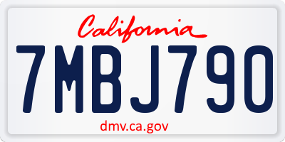 CA license plate 7MBJ790