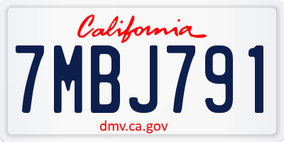 CA license plate 7MBJ791
