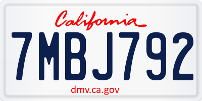 CA license plate 7MBJ792