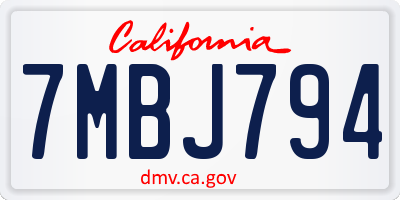 CA license plate 7MBJ794