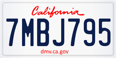 CA license plate 7MBJ795
