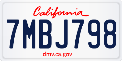 CA license plate 7MBJ798