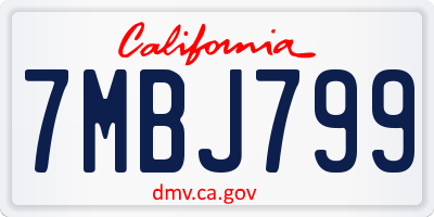 CA license plate 7MBJ799