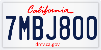 CA license plate 7MBJ800