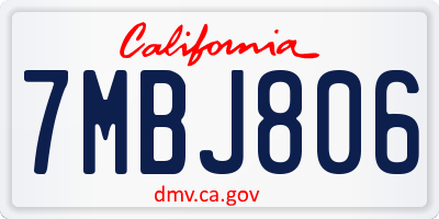 CA license plate 7MBJ806