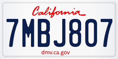 CA license plate 7MBJ807