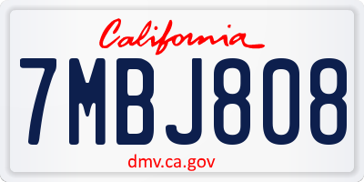 CA license plate 7MBJ808