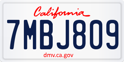 CA license plate 7MBJ809