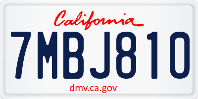 CA license plate 7MBJ810