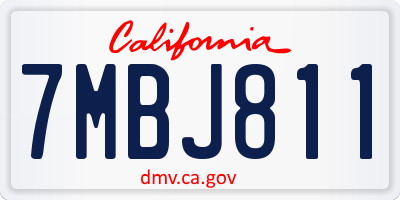 CA license plate 7MBJ811