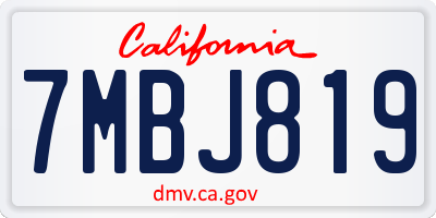 CA license plate 7MBJ819