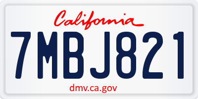 CA license plate 7MBJ821
