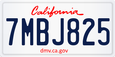 CA license plate 7MBJ825