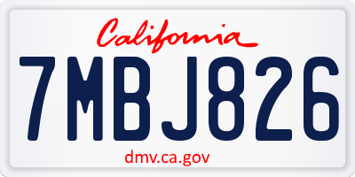 CA license plate 7MBJ826