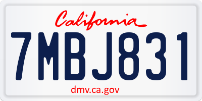 CA license plate 7MBJ831