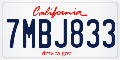 CA license plate 7MBJ833