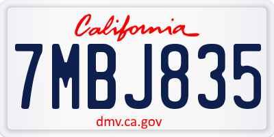 CA license plate 7MBJ835