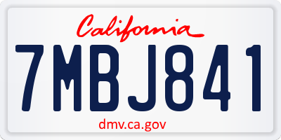 CA license plate 7MBJ841