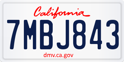 CA license plate 7MBJ843