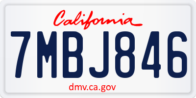 CA license plate 7MBJ846