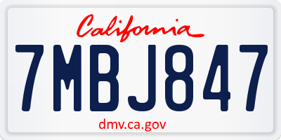 CA license plate 7MBJ847