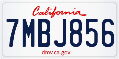 CA license plate 7MBJ856
