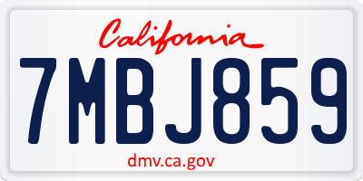 CA license plate 7MBJ859