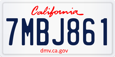 CA license plate 7MBJ861