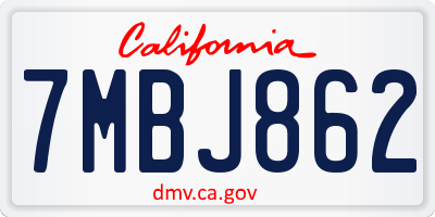 CA license plate 7MBJ862
