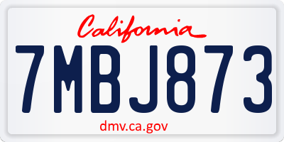 CA license plate 7MBJ873