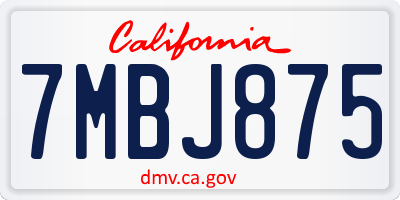 CA license plate 7MBJ875