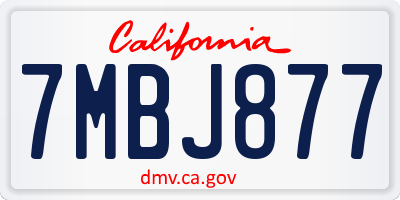 CA license plate 7MBJ877