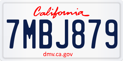 CA license plate 7MBJ879