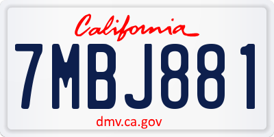 CA license plate 7MBJ881