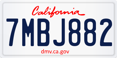 CA license plate 7MBJ882
