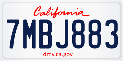CA license plate 7MBJ883