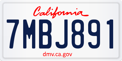 CA license plate 7MBJ891