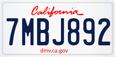CA license plate 7MBJ892