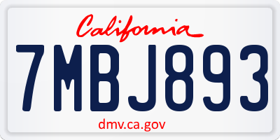 CA license plate 7MBJ893